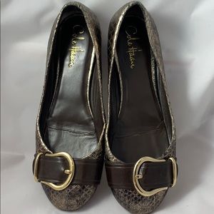 Cole Haan Brown Snakeskin Flats, NikeAir Sole, 7.5